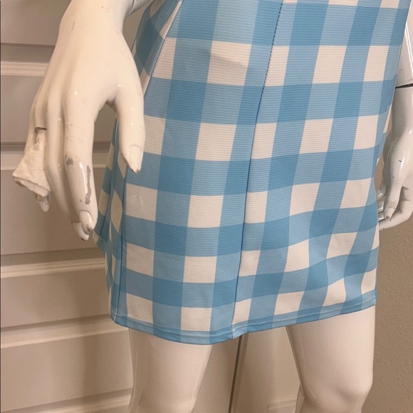 Macbeth Collection by Margaret Josephs Blue and White Checkered Mini Dress - Picture 4 of 9